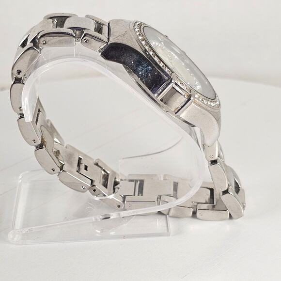 Geneva Quartz Watch Silver Tone 40mm Crystal Bezel Japan Movt New Battery - Picture 13 of 14